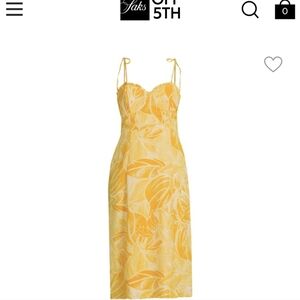 Saks, 19 Cooper. Yellow bright leaf-patterned dress is perfect for the daytime